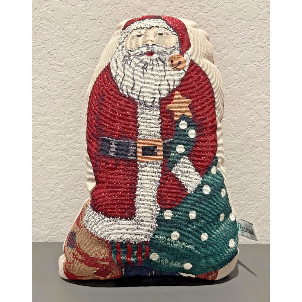 Vintage Riverdale Santa Christmas Tapestry Pillow Holiday‎ Decor